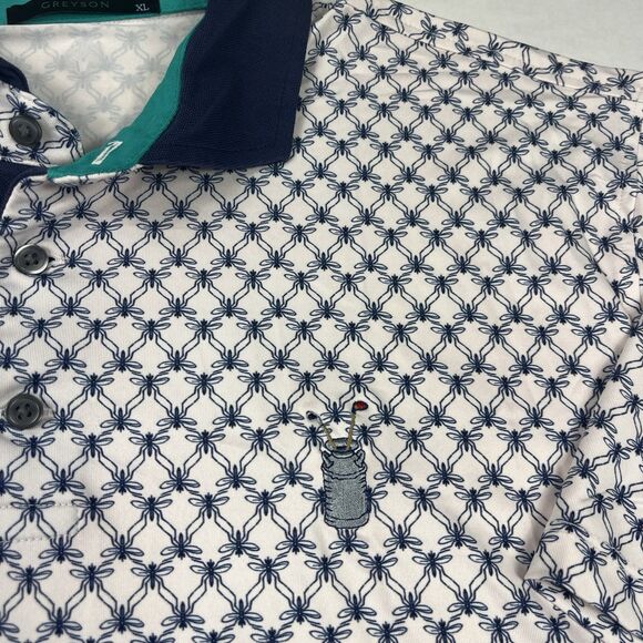 Greyson Mens Polo Shirt XL Geometric Diamond Print Performance Golf Casual Top - Picture 4 of 12